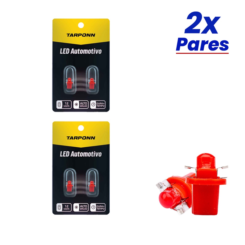 Kit 4 Lâmpadas Led Pinguinho T5-b8.5-cob C/ Soquete Vermelha em Oferta na Shopee
