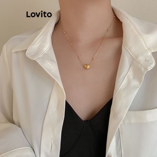 Lovito Casual Colar Feminino Liso de Metal LFA02056 (Dourado)