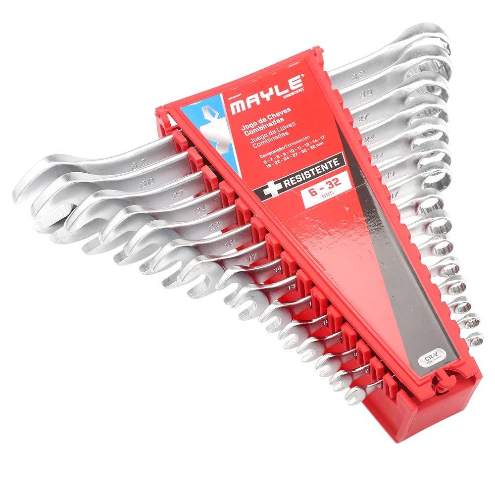 Jogo de Chave Combinada 6 a 32 mm com 15 Peças - Mayle