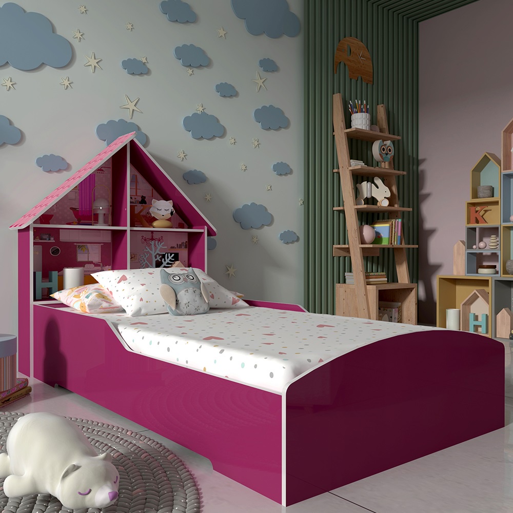Cama Infantil Casinha 090 Pink Ploc - Gelius	 em Oferta na Shopee