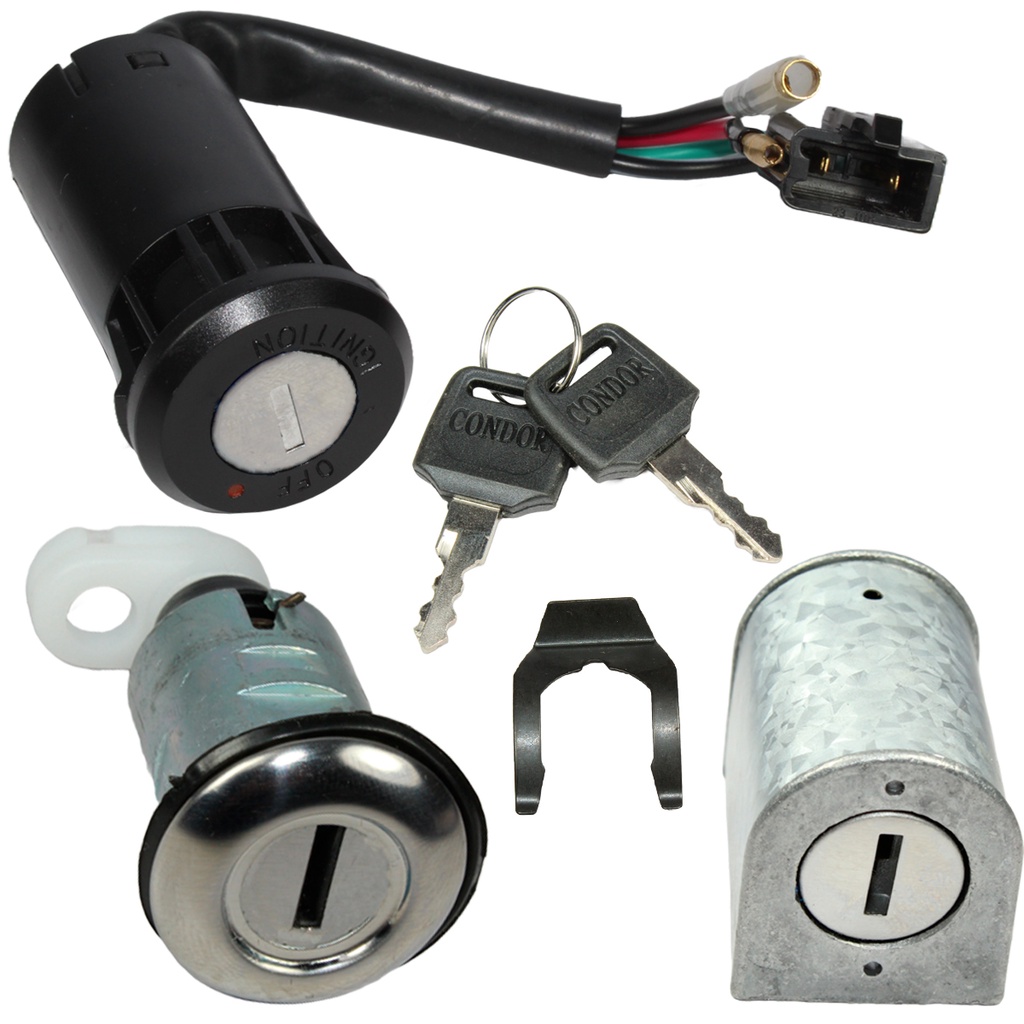 Kit conjunto travas chave ignição Pop100 2007 a 2015 contato trava guidão banco 3 peças