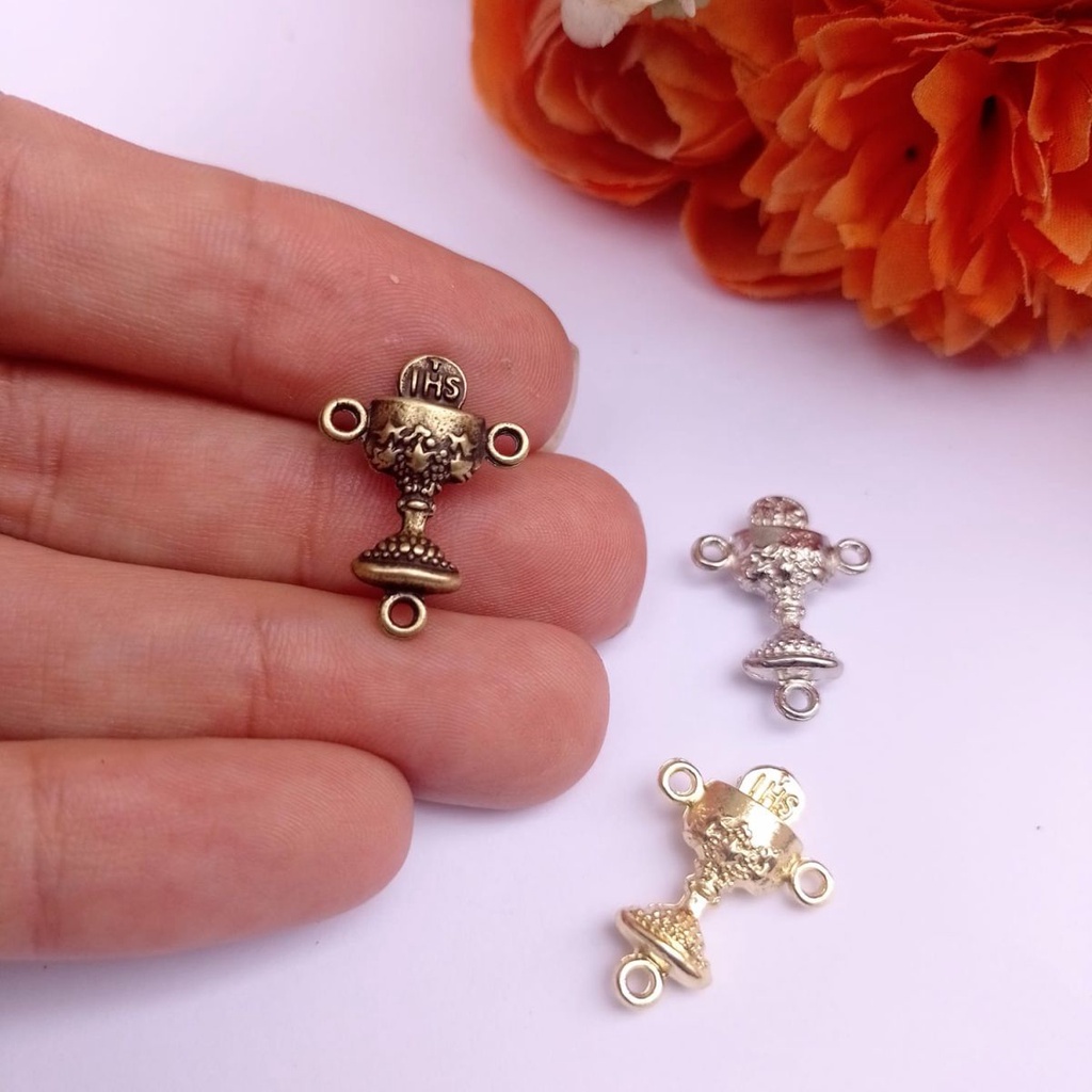 Entremeio para Terços Primeira Eucaristia - Cálice primeira Eucaristia para Mini Terços e Dezenas 30  100 unidades em me