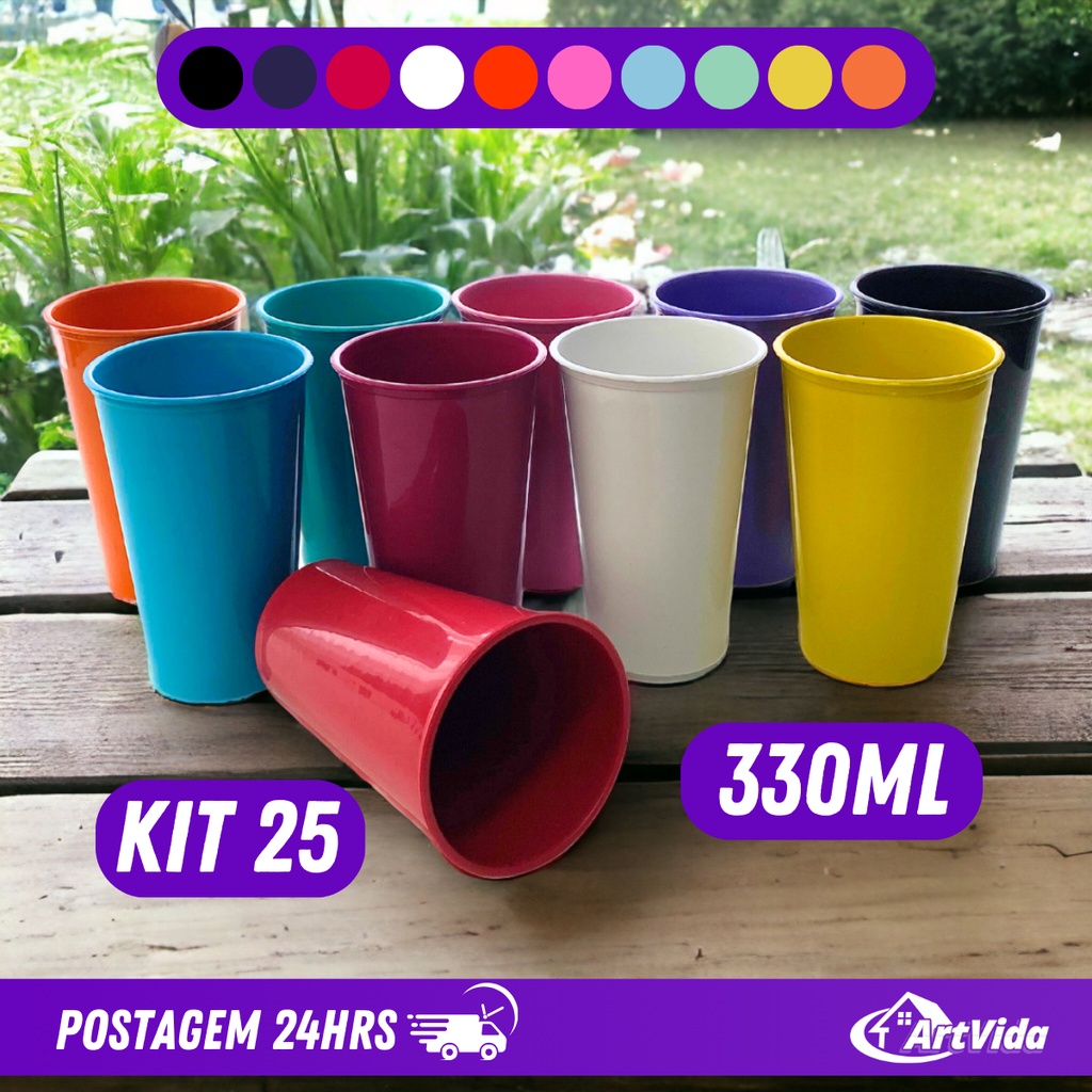 KIT 25 Copos Coloridos Plástico Long Neck Festas Eventos Personalização Cores Variadas - ArtVida em Oferta na Shopee