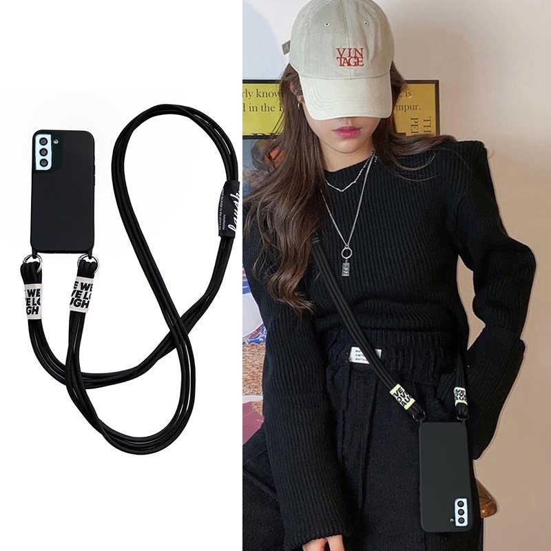Capa Para Samsung A57 A37 S26 A06 A07 A17 A16 A26 A36 A56 S25 FE S25 Plus Ultra 5G Luxo Crossbody Cordão Cinta Cor Sólid