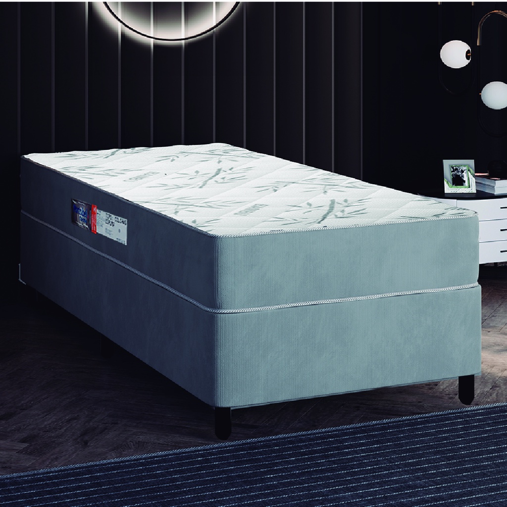 Detalhes do Cama Box Solteiro Colchão Espuma Egito 88x188x57cm Cinza / Branco Portobel - Suporta até 100kg por P