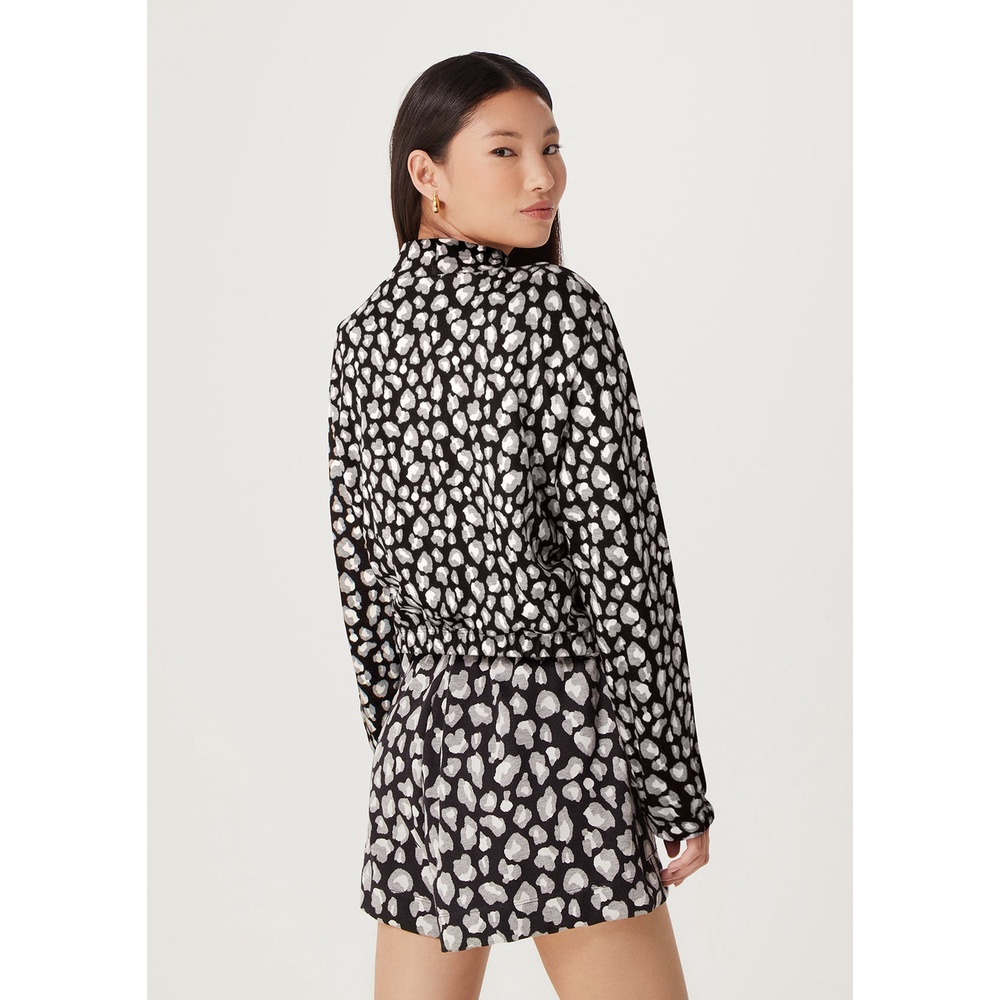 Detalhes do Blusa Feminina Manga Longa Animal Print Hering