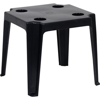 Mesa Plástica com Porta-Copos Preta Bel