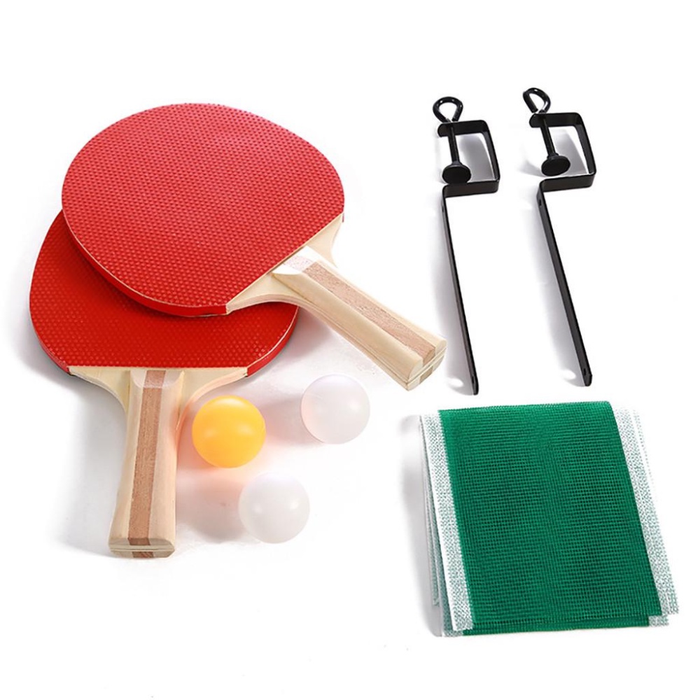 Kit Tênis de Mesa Ping Pong 2 Raquetes Lisa + 3 Bolinhas + Rede e Suporte de Prender na Mesa