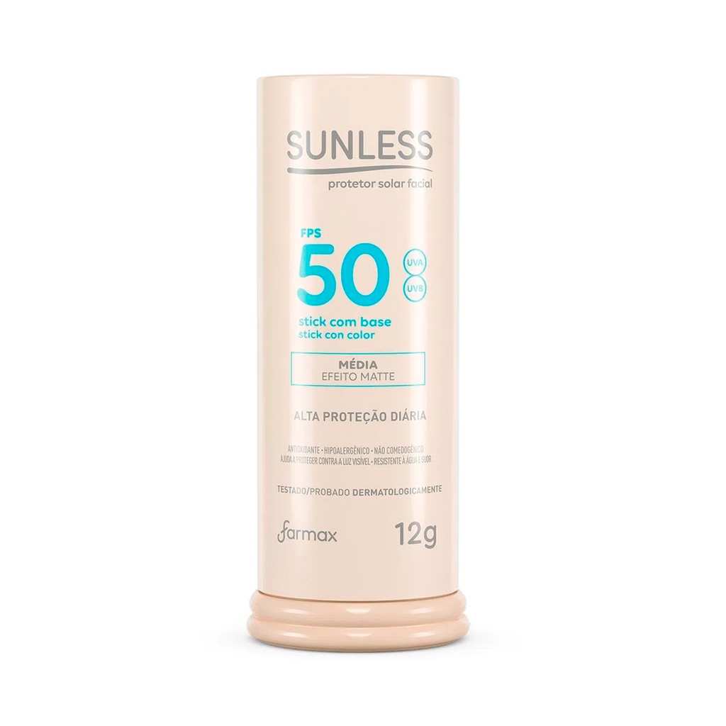 Protetor Solar Facial Stick Sunless Farmax Base Fps50 Média - 12g