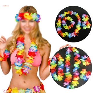Garlands Fun Party Necklace 4Pcs Beach Fancy Dress Flower Conjunto Havaiano