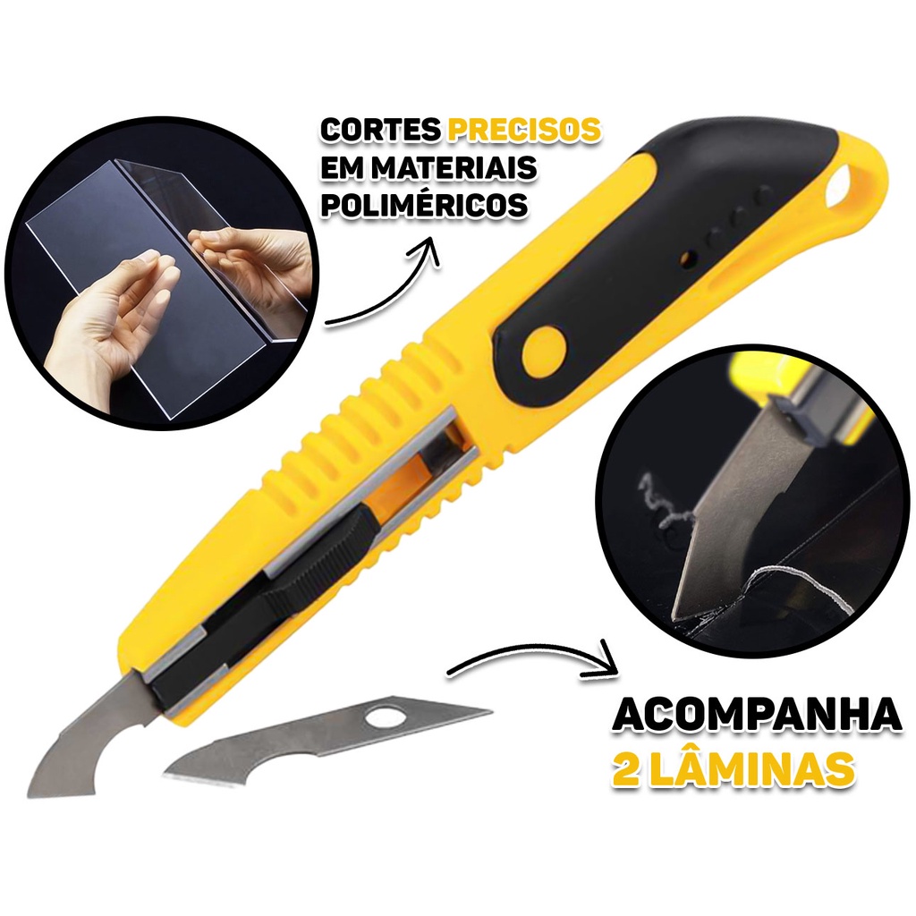 Estilete Riscador Para Acrílico Plástico Pvc Compartimento Extra P/ Lâminas Corte Profissional em Oferta na Shopee