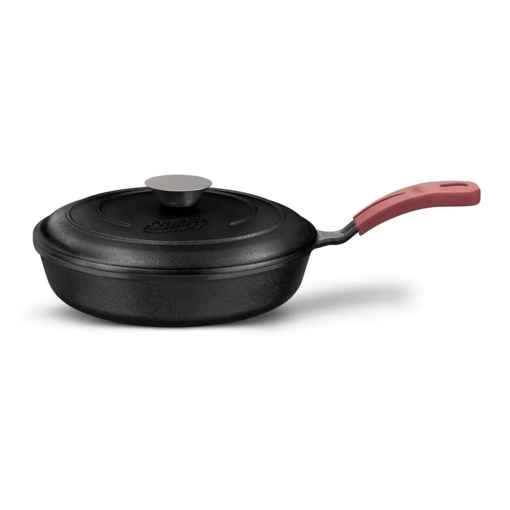 Frigideira de Ferro Fundido com Tampa de Ferro N24 Forno e Fogão 1,9 Litros Qualidade MTA Wok Panela