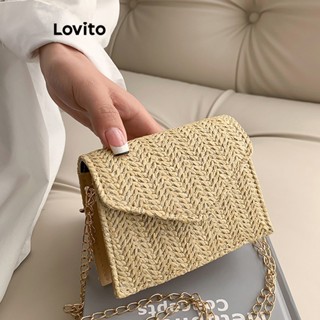 Lovito Bolsa De Ombro Pequena Básica Simples Casual Para Mulheres LNA32155 (Cáqui/Esbranquiçado)