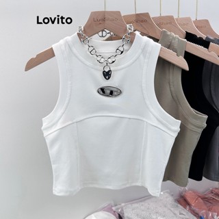 Lovito Casual Blusa Feminina Lisa com Moeda LNA26134 (Branco)