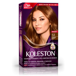 Tintura Creme Koleston Wella Noites Iluminadas Castanho Ouro 53 Kit