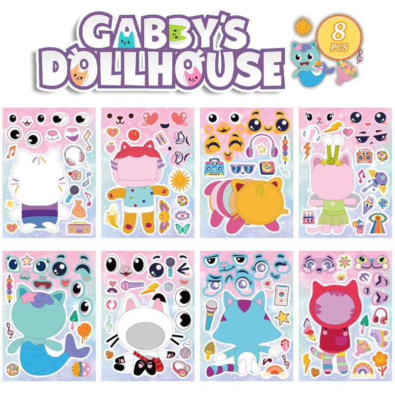 6/8PCS Cartoon Gabby's Dollhouse Jogo Temático De Educação Infantil Autocolantes Para Decoração Artesanal em Oferta na Shopee