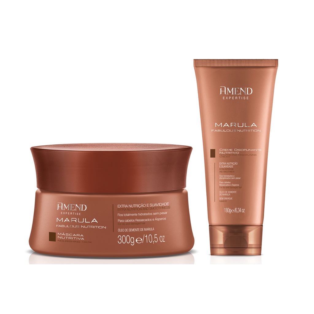 Kit Marula Amend Máscara 300g e Leave-in 180g Retém a Hidratação no Fio Acrescentando Elasticidade