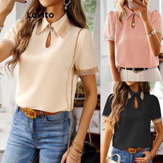 Lovito Blusa Elegante Lisa E Contrastante Para Mulheres LNL39059 (Damasco/Rosa/Preto)