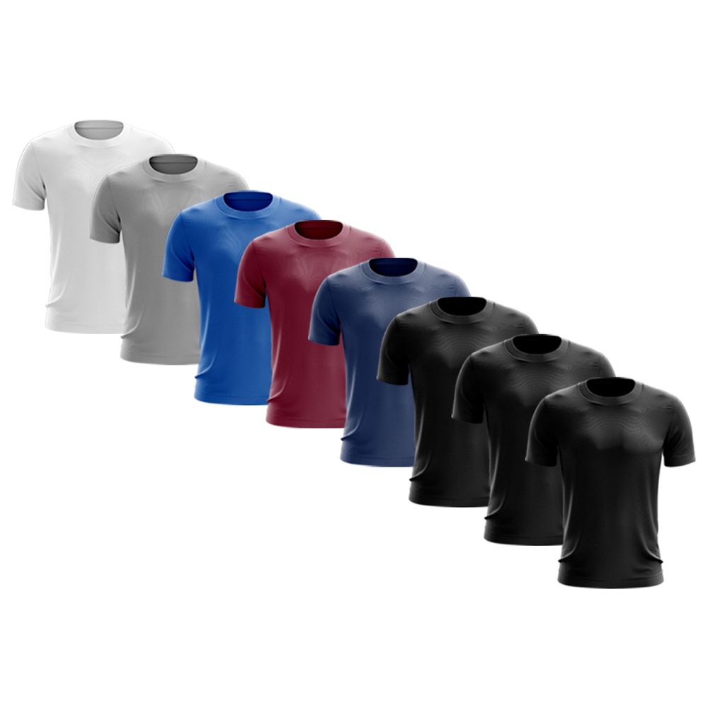 Kit 8 Camisetas Masculina Manga Curta Dry Fit Básica Lisa Proteção Solar UV Térmica Blusa Academia Esporte Camisa 06
