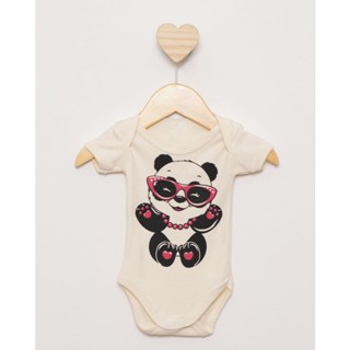 Body Bebê Manga Curta Estampa Off White