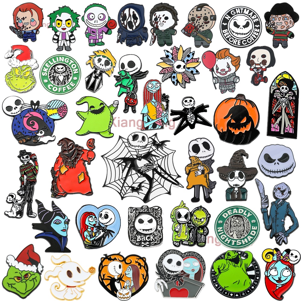 Noite Antes Da Série Natal Esmalte Criativo Jack Sally Oogie Boogie Broches Crachás Cartoon Pin