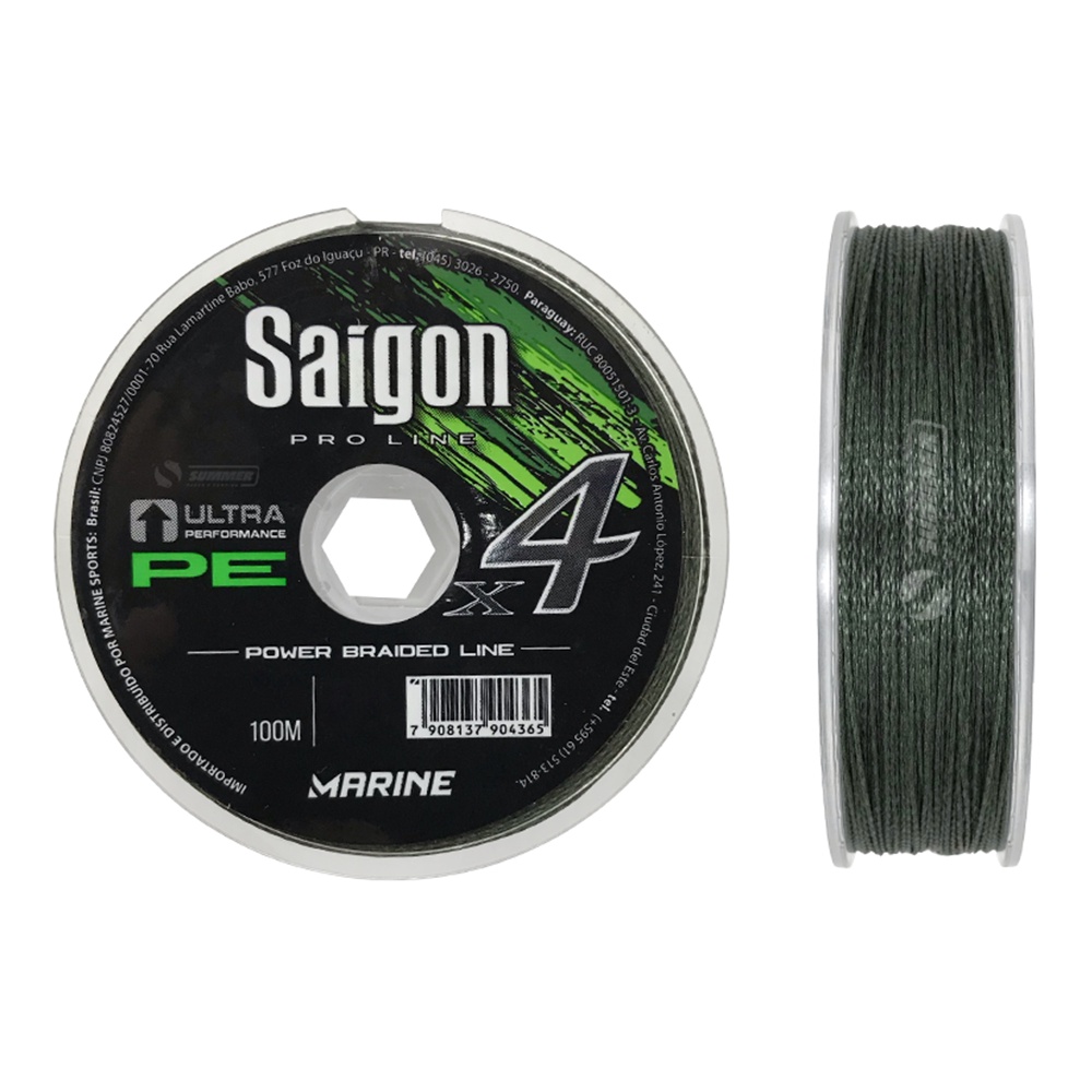 Linha Para Pesca X4 Saigon Verde Marine Multifilamento Sports Várias Espessuras 100 Metros 4x Fios