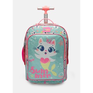 Mochila com Rodinha Paetê Holográfico Gata Sereia - Puket