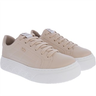 Tênis Via Marte Flatform Feminino Detalhes Logo Matelassê Nude