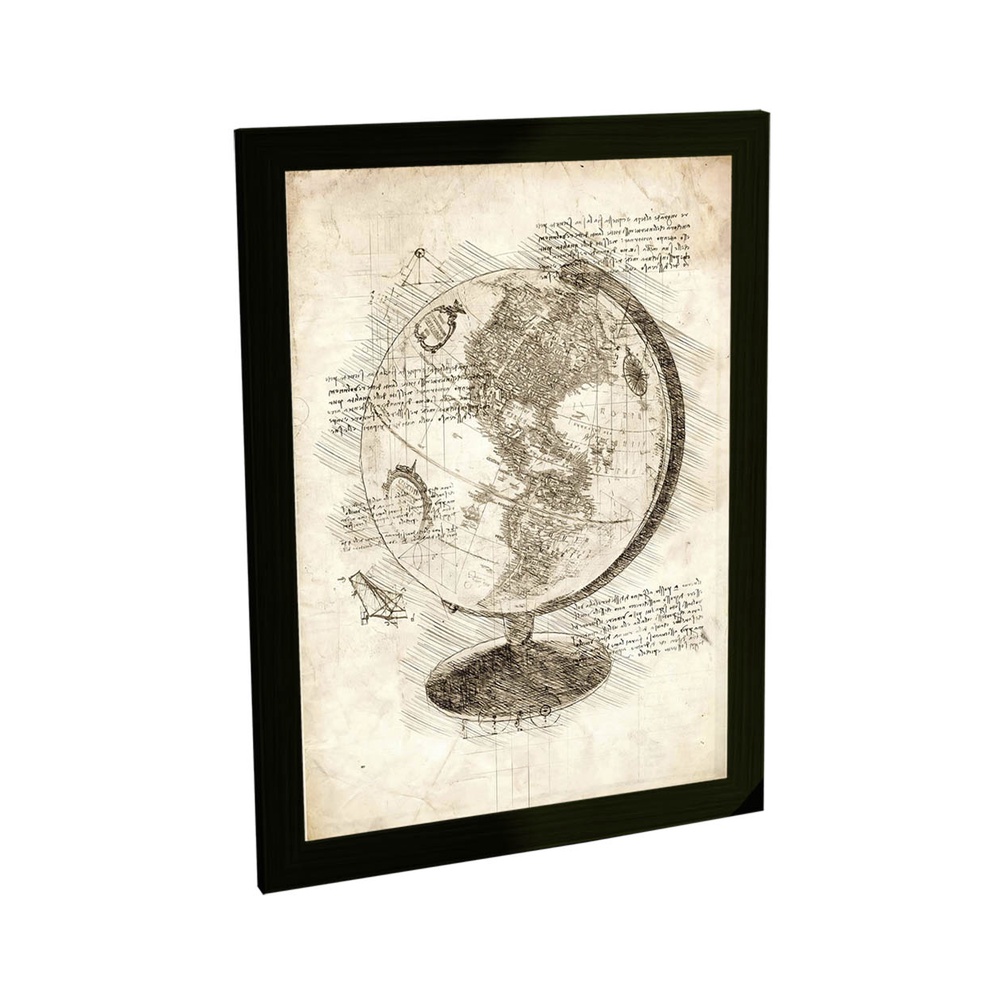 Quadro Decorativo Mapa Mundi Globo Projeto Retro Decoração Poster