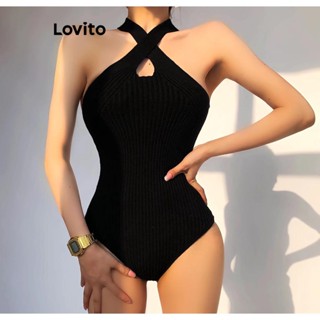 Lovito Body Sexy Liso Cruzado Cruzado Para Mulheres LNL43190
