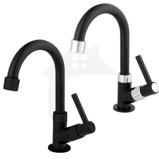 Torneira Pia de Banheiro Lavatório Lavabo Preta All Black ABS 1/4 de Volta