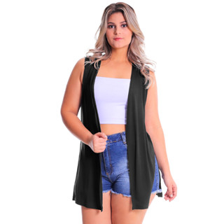 Colete Laterais Abertas Plus Size Feminino Malha Viscolycra Básico Terceira Peça G GG G1 G2 G3 G4 G5