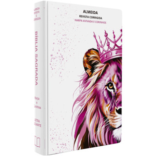 Biblia Feminina Letra Grande | Harpa & Corinhos | Leão Rosa | Capa Dura | RC em Oferta na Shopee