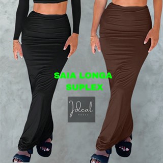 Saia Longa Justa Gringa SUPLEX Cos Alto Tubinho Blogueira Gringa Blogueira Gringa Tendencia Moda Gringa Pinterest em Oferta na Shopee