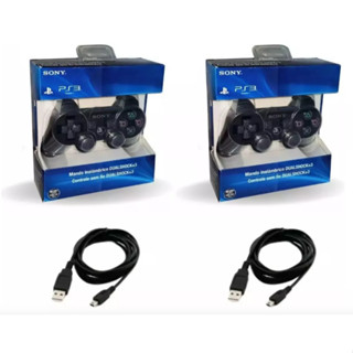 kit 2 Controle Manete Joystick Dualshock 3 Ps3 Playstation Com Cabo carregavel em Oferta na Shopee