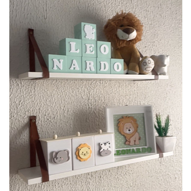 Kit 2 Prateleira MDF Branca 30X13 Alça Marrom Couro Ecológico Resistente Decoraçao Para Sala em Oferta na Shopee