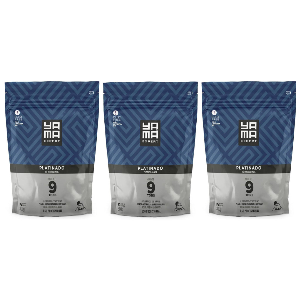 Kit Com 3 Pó Descolorante Platinado Profissional Yamá 300grs
