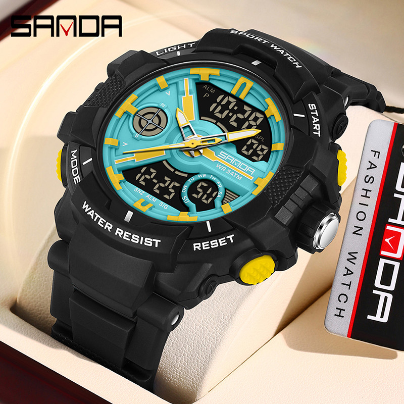 SANDA Novo Mostrador Decorativo Tridimensional Relógio Masculino De Quartzo Eletrônico Moderno SD6226-14