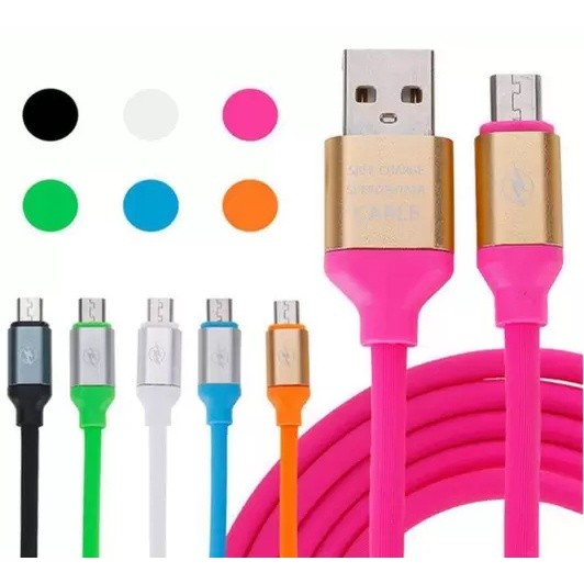 Cabo Turbo Emborrachado Para Celular V8 Tipo-C IPhone Resistente Colorido em Oferta na Shopee