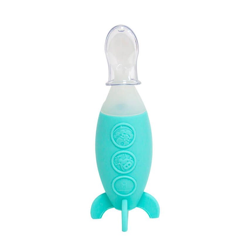 Colher Dosadora em Silicone com Dispenser para Papinha Azul - Marcus & Marcus