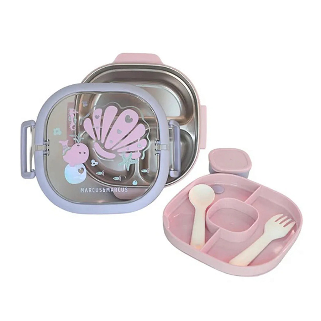 Lancheira Bento Box com 6 Divisórias e Alça Fundo Do Mar Rosa Marcus & Marcus em Oferta na Shopee