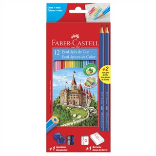 Lápis de cor 12 cores Kit escolar 120112+2N Faber-Castell