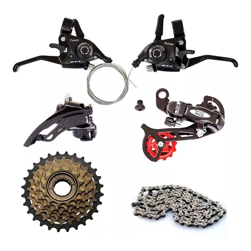 Kit Bicicleta 21 Vel Trocador Marcha Câmbio Catraca Paco Gta em Oferta na Shopee