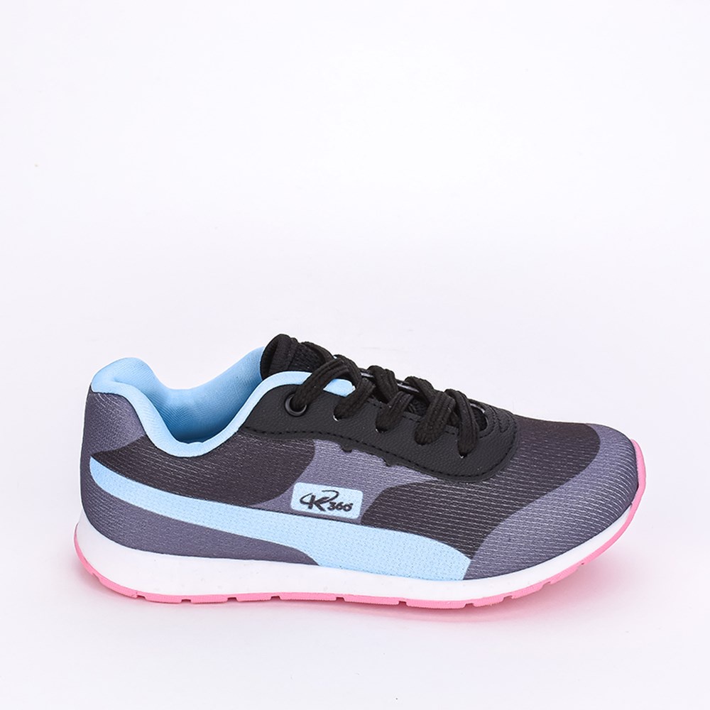 Tênis Infantil Casual Kidy Style Urbano Preto e Azul em Oferta na Shopee