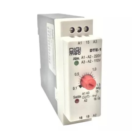 Temporizador Analógico com Retardo na Energização 180 Segundos 24-220V 1 Reversível Modelo DTE-1 Digimec