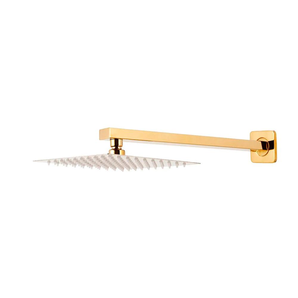 Ducha Chuveiro Inox 20cm com Braço 40cm Mundaú Pingoo - Dourado - Home & Living