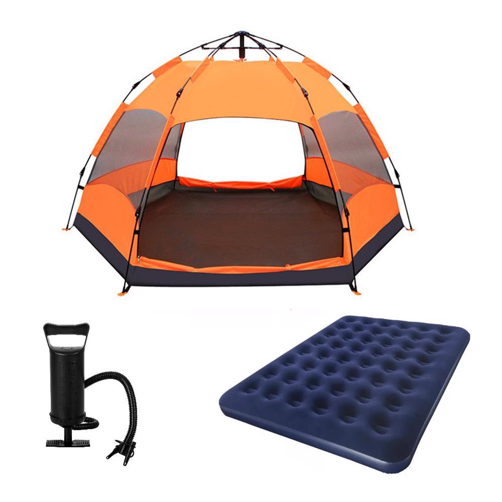 Barraca Camping 5-8 Pessoas + Colchão Casal + Bomba Manual