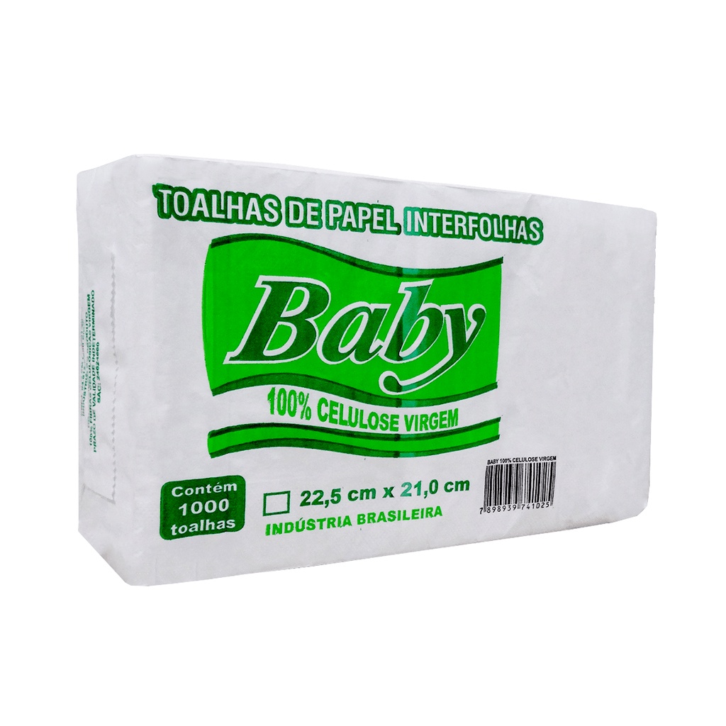 Papel Toalha Interfolha 2 Dobras Folha Simples 100% Celulose 1.000 folhas Baby