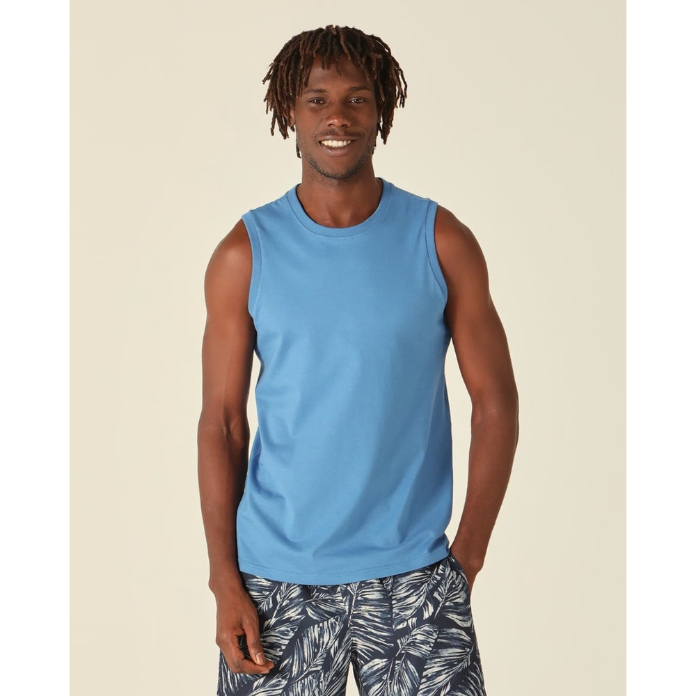 Regata Básica Masculina Cava Ajustada Em Algodão em Oferta na Shopee