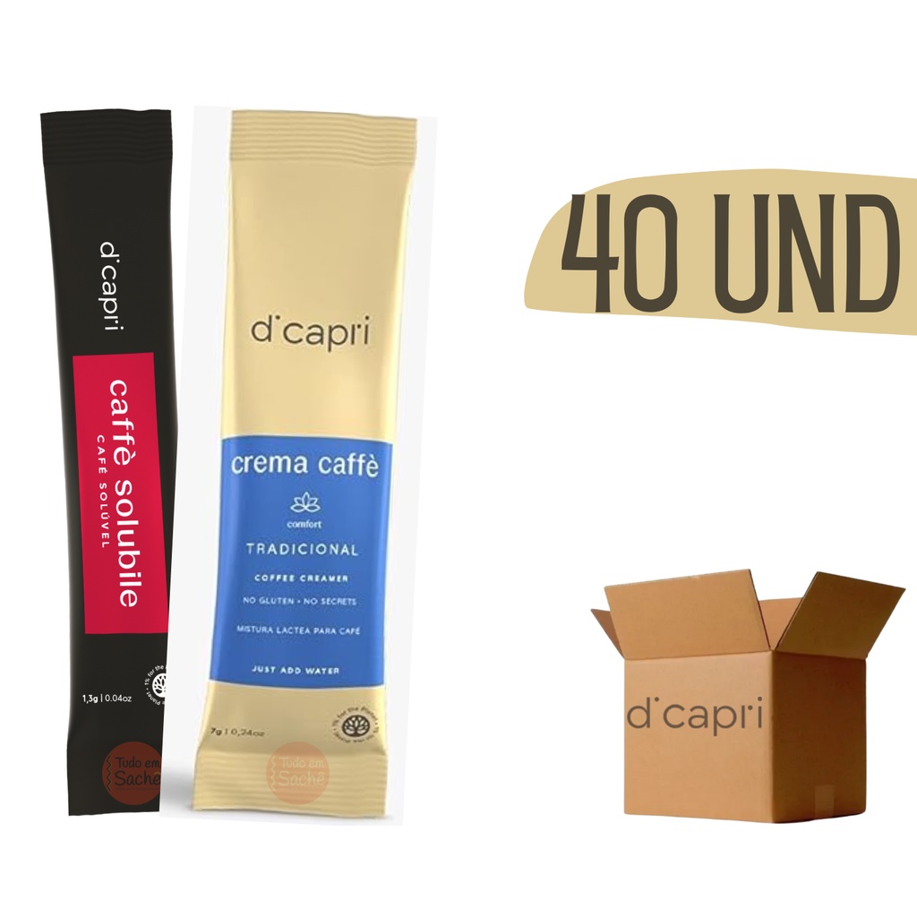 Leite em Pó em Sache Crema Caffe Di Capri + Café Soluvel Stick Di Capri - 40 sachês individual Unitario